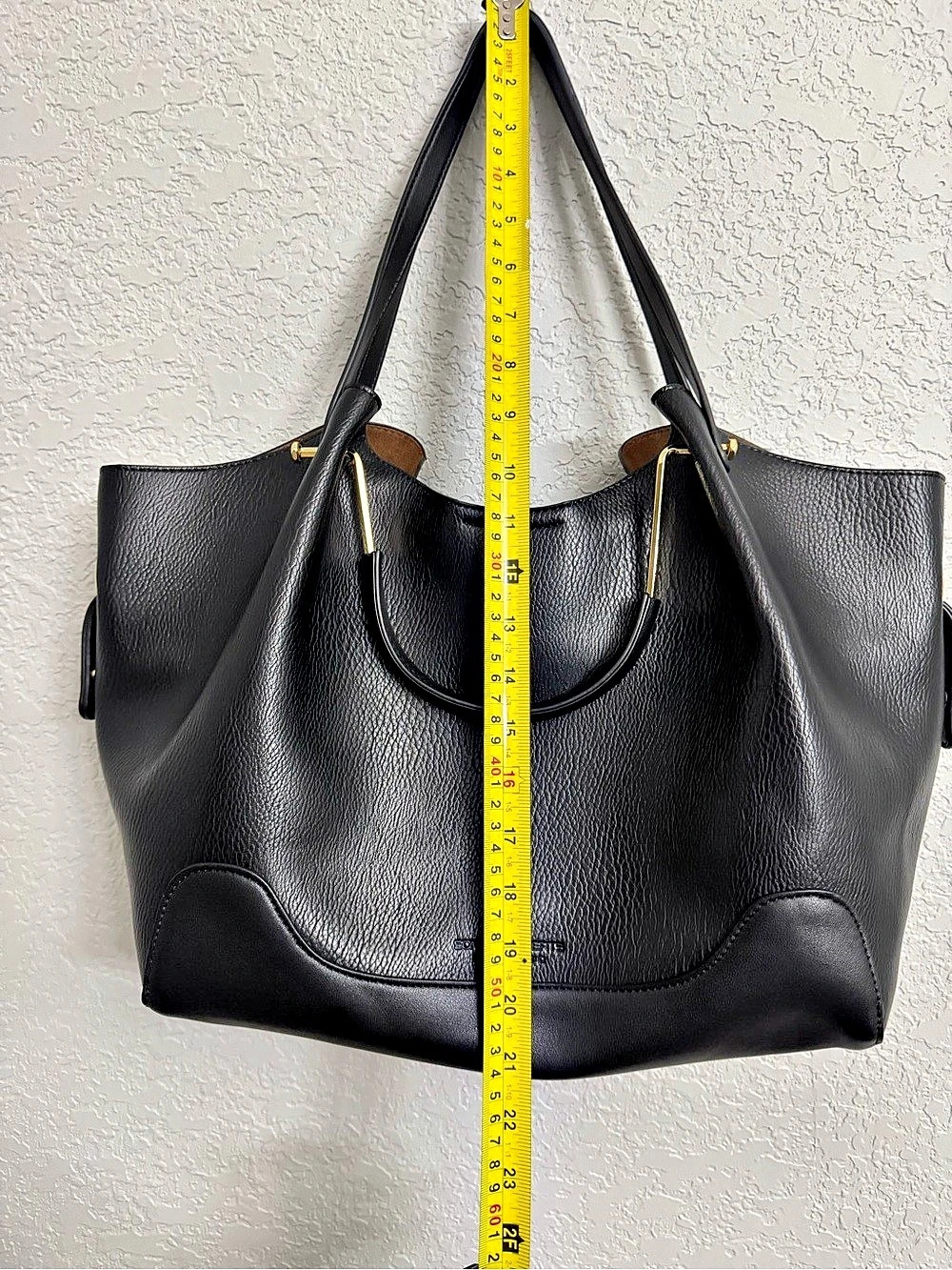 Sondra Roberts Black Vegan Leather Tote Bag - Picture 3 of 8